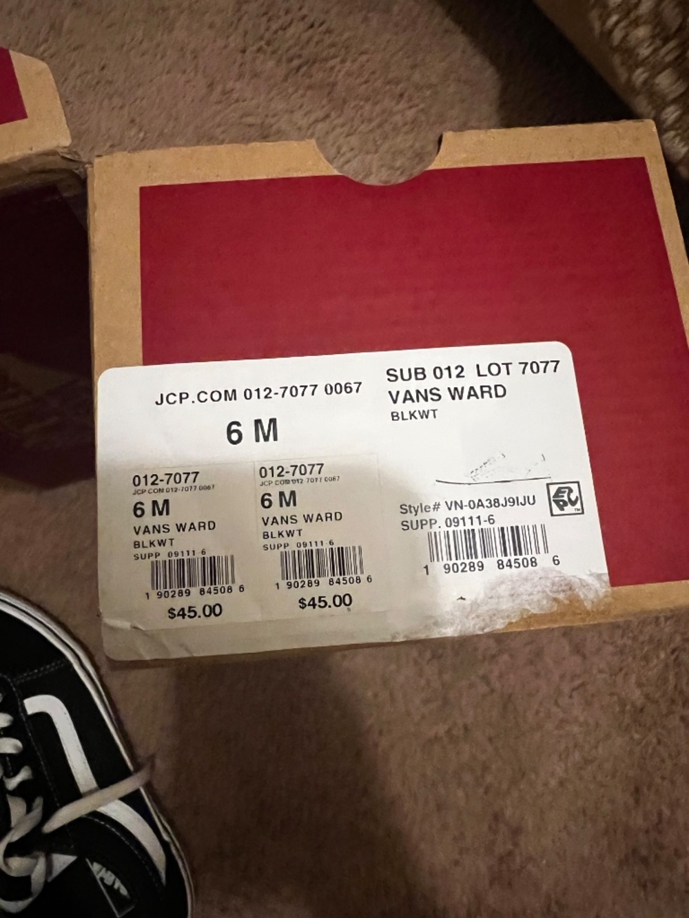 VANS, BLACK/WHITE, SIZE 6 MEN - Picture 4 of 5